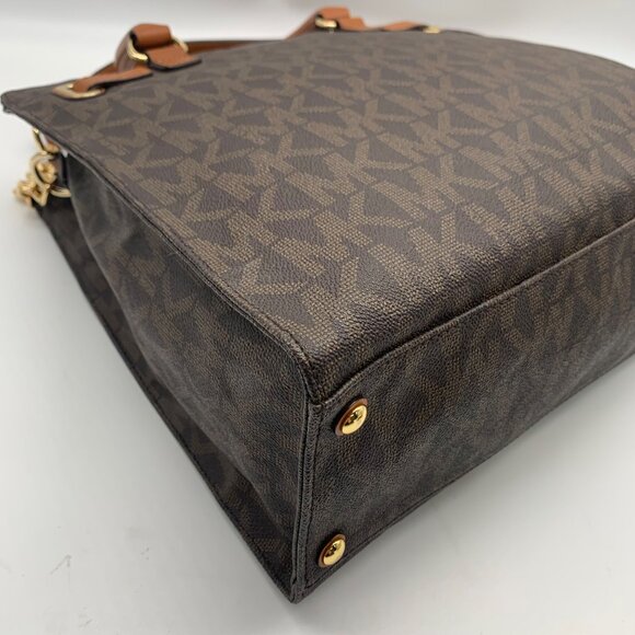 Michael Kors Brown Logo Print Large Hamilton Tote - Picture 6 of 10